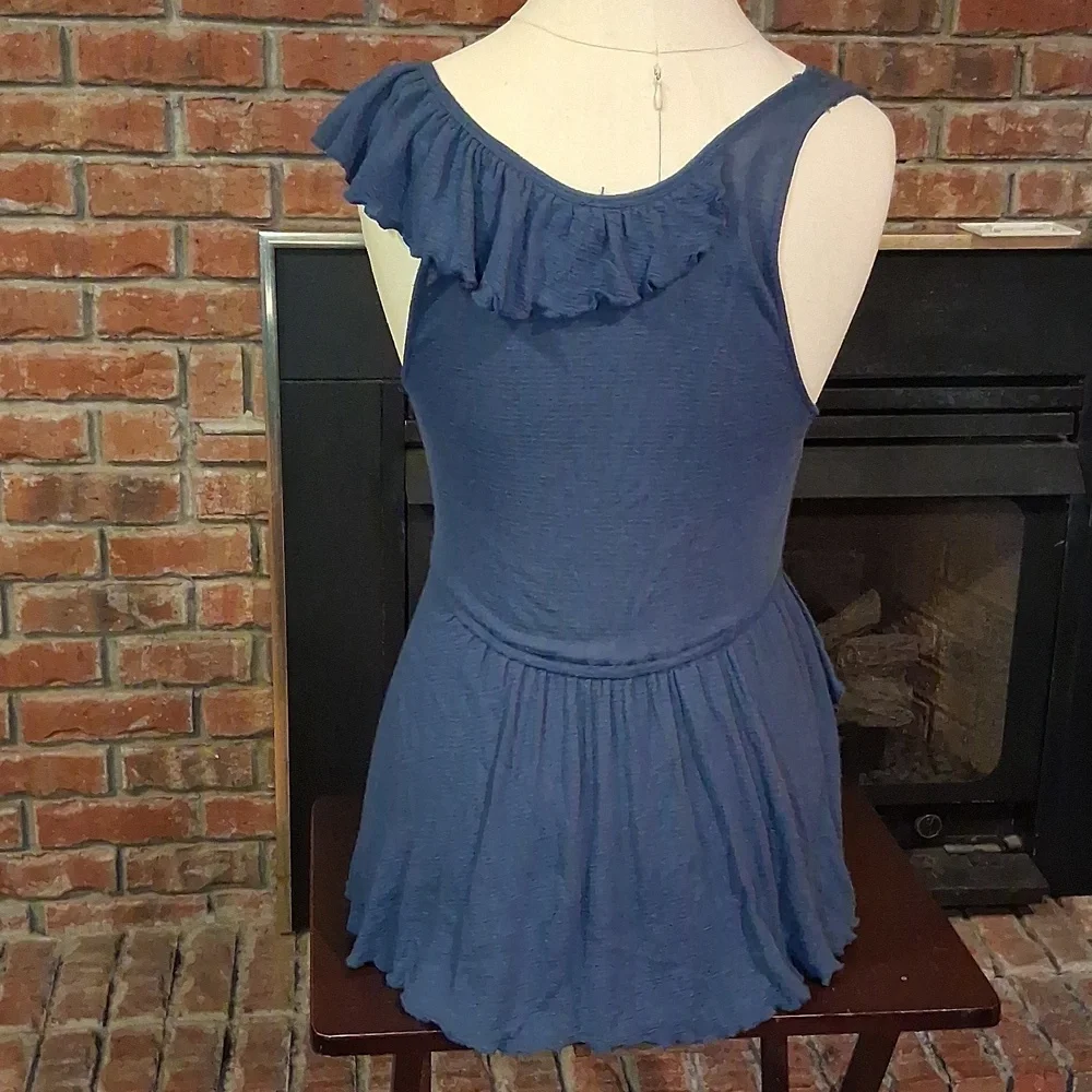 Free People Blue Ruffled Blouse - Picture 2 of 5